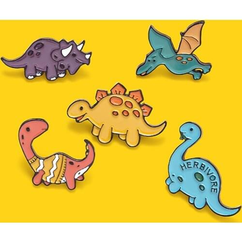 Lapel Pin Badge Cute Cartoon Dinosaur Brooch Dragonfly Pin Metal For Clothes Enamel Pins Badges For Backpack Gifts For Women