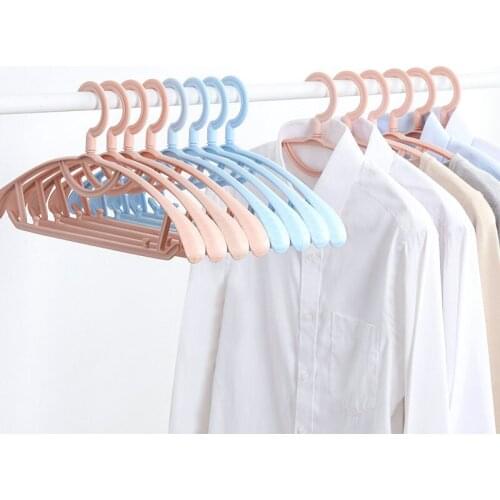 10 Pcs/Set Household Non-Slip Hanger Adult Plastic Clothing Rack Seamless Wide Shoulder Clothes Organizer Bathroom Storage Shelf
