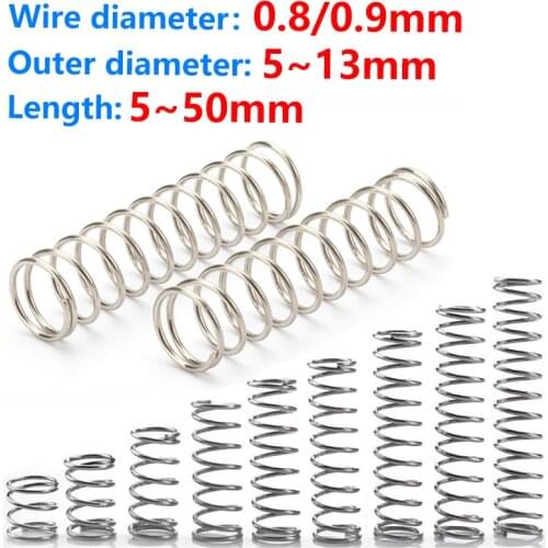 10pcs Compress Pressure Spring Y-type Rotor Return Cylidrical Coil Od 5mm~13mm Steel Wire Diameter 0.8mm 0.9mm Stainless Steel