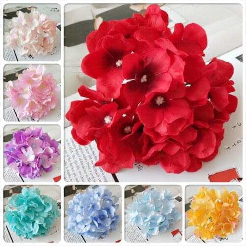100pcs/lot Colorful Decorative Flower Head Artificial Silk Hydrangea DIY Home Party Wedding Arch Background Wall Decoration