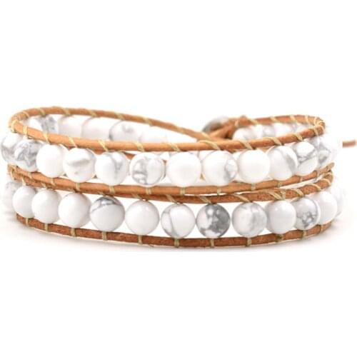 2Layers Malachite Lapis Lazuli Howlite Wrap Bracelet for Women Natural Stone Beaded Bracelets on Hand Femme Jewelry Dropship