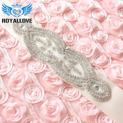30Pcs Wholesale Hand Beaded Bridal Sewing Clear Crystal Rhinestone Appliques Patch For Dress DIY Iron On Wedding Belt Sash Trim