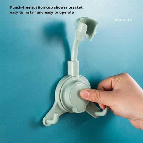 360° Shower Head Holder Plastic Suction Cup Shower Head Bracket Punch-Free Adjustable Wall Mounted Bathroom Mount