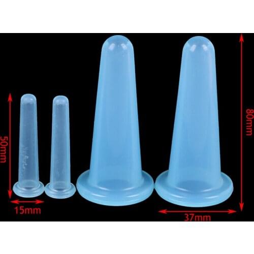 4pcs Vacuum Cupping Chest Neck Back Eyes Massage Anti-cellulite Suction Cup Treatment Body Cups Set For Face Silicone Massager