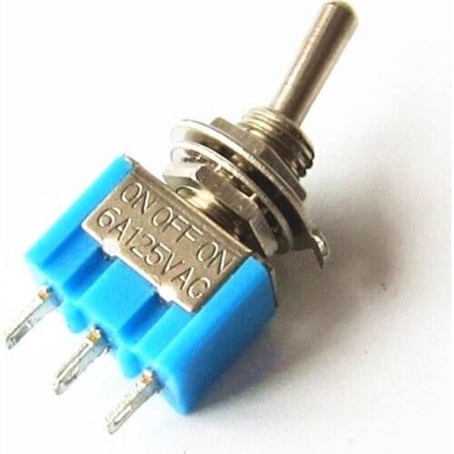 40PCS MTS-103 ON-OFF-ON 3 Pin 3 Position Mini Latching Toggle Switch AC 125V/6A 250V/3A good quality