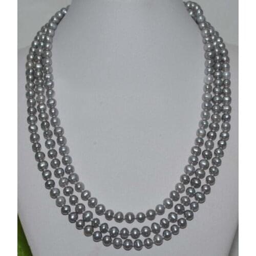 48" Genuine 7-8mm south sea gray pearl necklace