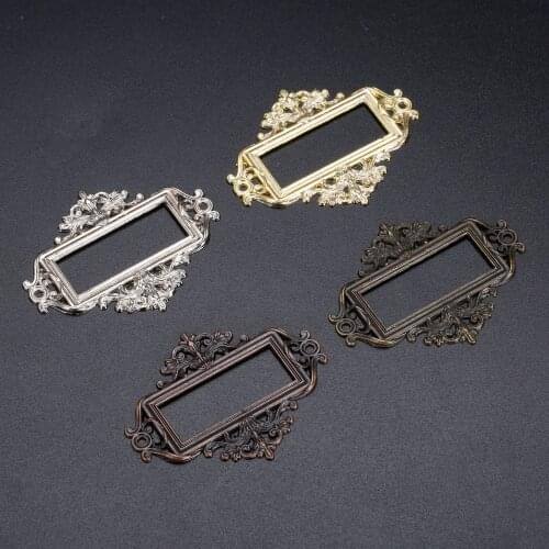 50Pcs Antique Carved Furniture Cabinet Medicine Drawer Label Pull Frame File Box Name Card Holder Notepad Photo Album DIY55*43mm