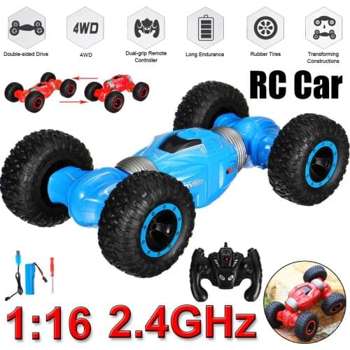 1:16 2.4G Remote Control Stunt Car Gesture Induction Twisting Car Off-Road Vehicle Light Music Drift Side Driving Toy Kids Gift