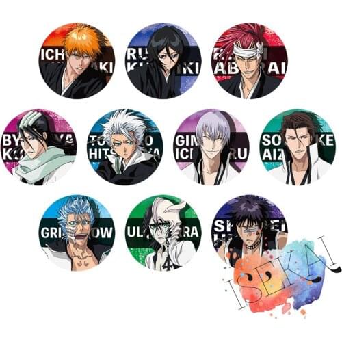BLEACH Anime badge Ichigo Rukia Renji Byakuya Gin Metal Badge Brooch Pin
