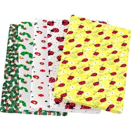 Ladybug Bugs Bee Butterfly Polyester Cotton Fabric Sewing Quilting Fabrics Needlework Material DIY Handmade Cloth,1Yc13758