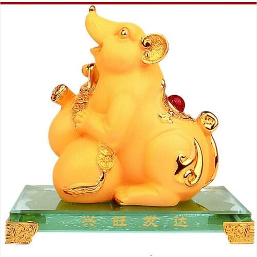 CHINESE ZODIAC RAT OX CATTLE BIG GOLDEN ZODIAC ANIMAL BRINGS HANDICRAFT FURNISHING EXQUISITE GIFTS SCULPTURE HOME DECORATION
