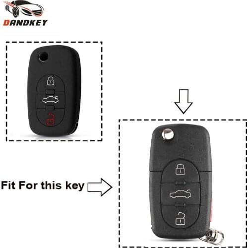 Dandkey Flip Folding Replacement Silicone Key Case Cover For Audi A2 A3 A4 A6 A8 TT S3 S4 S6 S8 RS4 Allroad Roadster Cabriolet