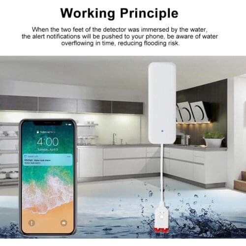 4 pcs tuya zigbee water leakage alarm detector smart water leak sensor water leak-proof sensor APP push reminder support alexa