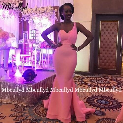 Long Bridesmaid Dresses Back Open V Neck African Pink Silk Satin Wedding Party Dress Sexy Women Mermaid Prom Gown Custom