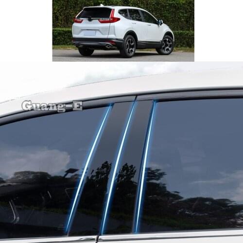 For Honda CRV CR-V 2017-2021 Car PC Material Pillar Post Cover Door Trim Window Piano Black Molding Sticker Plate 6pcs