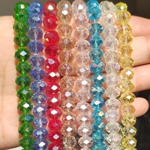 3/4/6/8mm Austria Crystal Beads Rondelle Faceted Necklace Jewelry Findings Spacer Earring Bracelet Accessories