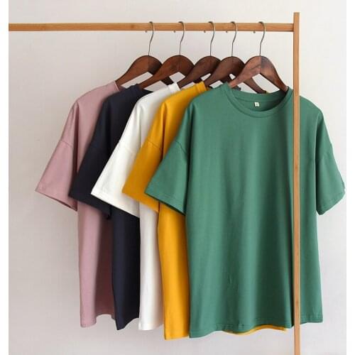Men and Ladies Short-Sleeved T-shirt Clothes O-Neck Solid Cotton Tshirt Short Casual Streetwear Plus Size Women Tops