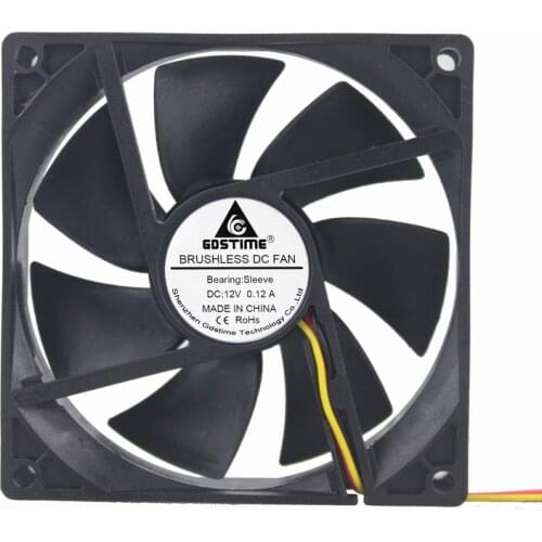 Gdstime 5 Pcs 9cm 90x90x25mm 3Pin 3-Wires 12V PC Computer Case Heatsinks Cooler DC Cooling Fan 90mm 92mm x 25mm 9225