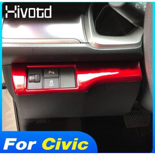 Hivotd Headlights Adjustment Switch Cover Trim Panel Interior Decoration Car Accessories Styling For Honda Civic 10th 2016-2021