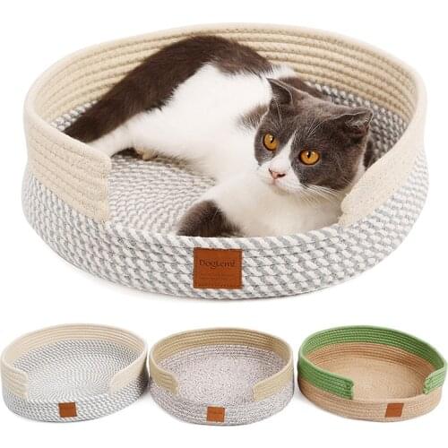 Cat Basket Pure Cotton Weaving Cat Paw Cushion Sweet Pet House Indoor Small Dogs Bed Mat Dog Tray Pet Products Cats Accessories