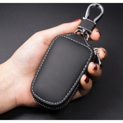 Genuine Leather Unisex Key Wallet Multifunction Keys Holder Organizer Pouch Housekeeper Ladies Smart Housekeeper Accessories Zip