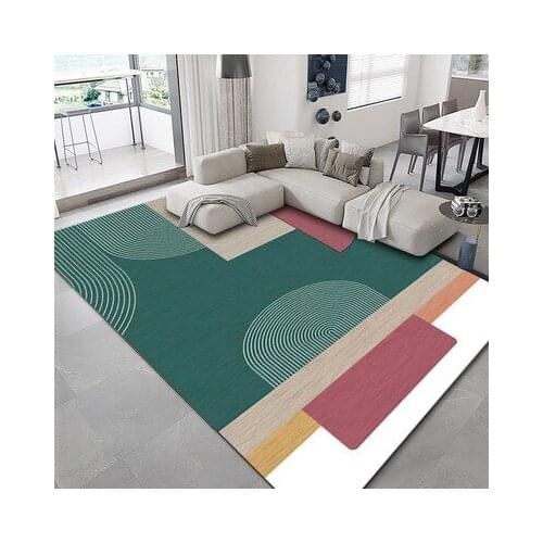 Nordic light luxury 3d landscape gold line pattern carpet home decoration carpet living room bedroom anti-slip mat can be custom