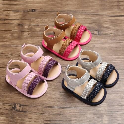 Summer new baby girl shoes fashion woven PU casual soft shoes