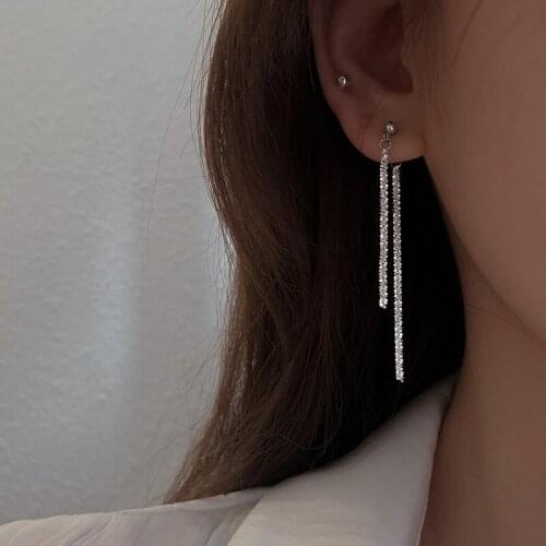 Luckydays 2021 New Gypsophila Long Zircon Drop Earring Female Fashion Unique Design Temperament High Quality