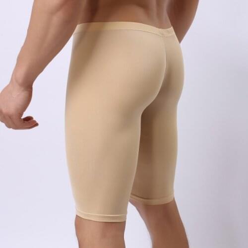 Men Pants Body Shaper Seamless Slip Penis Pouch Sleep Bottom Ice Silk Ultra-thin Leggings Sexy Lingerie Male Nightie Sleepwear