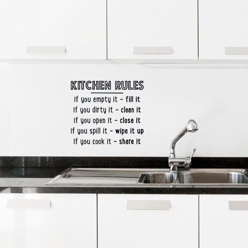 Kitchen Rules Wall Decal Quote Waterproof Decor Vinyl Wall Stickers for Mom Chef Art Mural Home Wall Decoration Wallpaper Z613