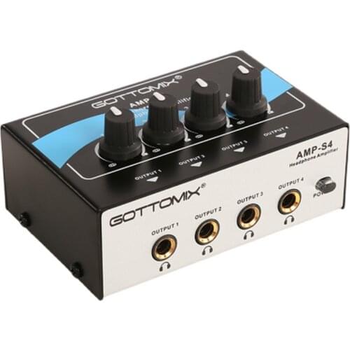 Newest Gottomix AMP-S4 Professional 4-channel Headphone Amplifier Headphone Split Headphone Splitter Amp For Recording Studio