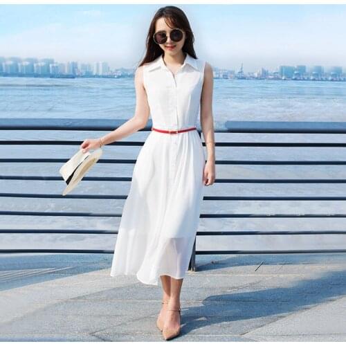 2021 New Summer Women Fashion Casual Beach Style Sleeveless Vintage Elegant Vestidos Female One-piece Outerwear Solid Dress B83
