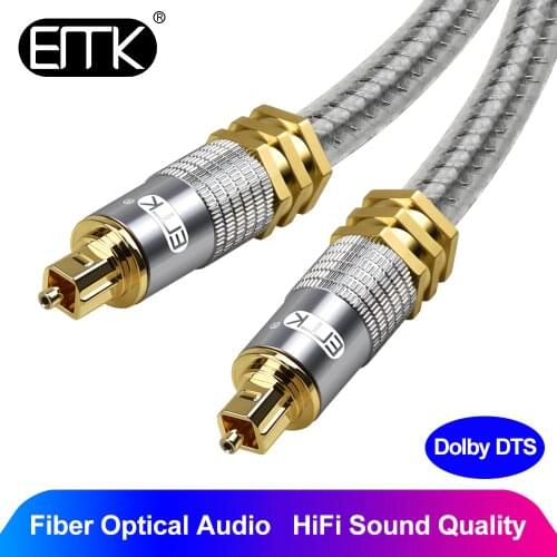 EMK Optical Cable Digital 5.1 Toslink Fiber Cable SPDIF Optical Audio Cable OD8.0 Braided jacket 2m 3m 8m AMP DVD Xbox speaker
