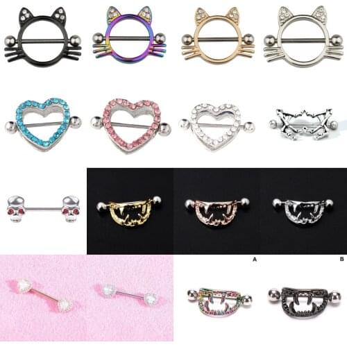 Nipple Piercing Heart Barbell Opal Nipple Shield Flower Charming Nipple Rings For Women Body Piercing Jewelry