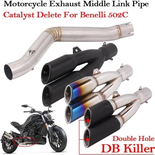 Slip On Moto Escape Full System Motorcycle Exhaust Middle Link Pipe Modified DB Killer Tube For Benelli 502c Eliminator Enhanced