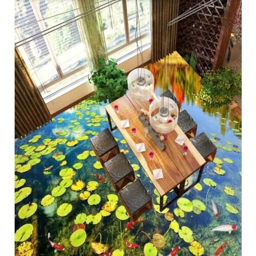 PVC Pond duckweed clear river natural landscape non-slip waterproof self-adhesive 3D floor sticker tiles bathroom 3D wallpaper