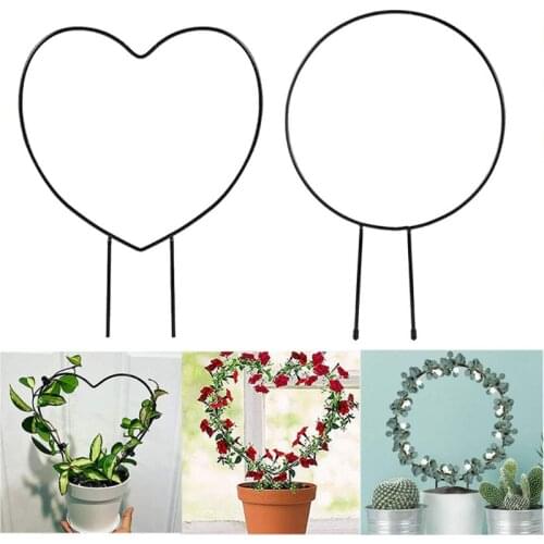 T84E Round Heart Shape Garden Plant Support Frame Wreath Climbing Plants Trellis Iron