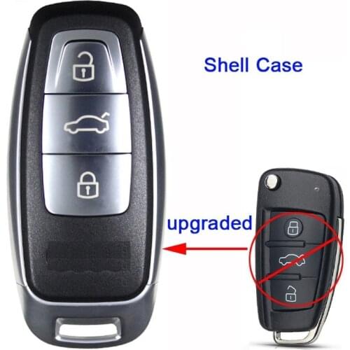 RIOOAK for Audi A3 A4 A6 A8 Q2 Q3 Q5 Q7 R3 RS3 RS5 TT Upgraded Keyless Remote Key Shell Case for START ENGINE SYSTEM 3 Button