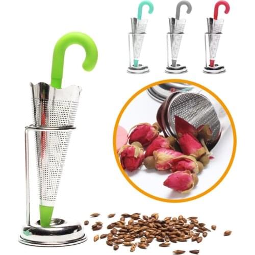 T84E Stainless Steel Tea Infuser Umbrella Shape Silicone Herbal Spice Filter Strainer