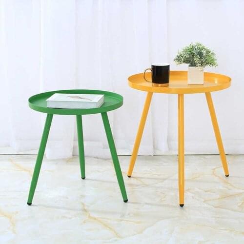 Folding Round Coffee Table Iron Sofa Small Side Table Hotel Bedside Table Black Gold End Table Coffee Tea Table