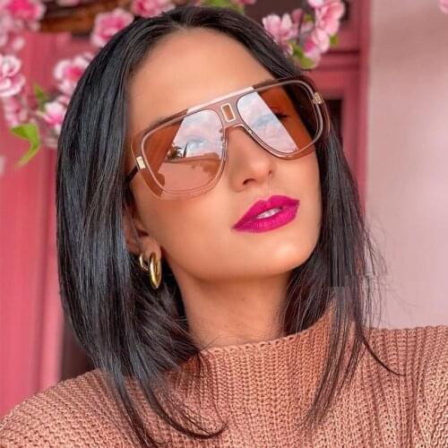 Elegant Woman Oversized Rectangle Sunglasses One piece Shades Female Men Square Rimless Sun Glasses Men Oculos zonnebril UV400