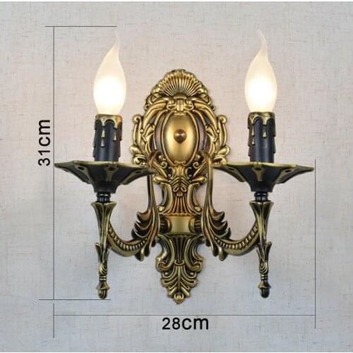 Easy to clean 2 Arms candle wall lamps Iron vintage Hallway wall lamp Pull tail LED bulb Dining Room wall sconce Bathroom