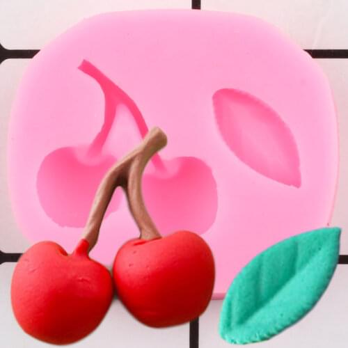 Cherry Leaves Silicone Mold Wedding Cupcake Topper Fondant Molds DIY Cake Decorating Tools Candy Clay Chocolate Gumpaste Moulds