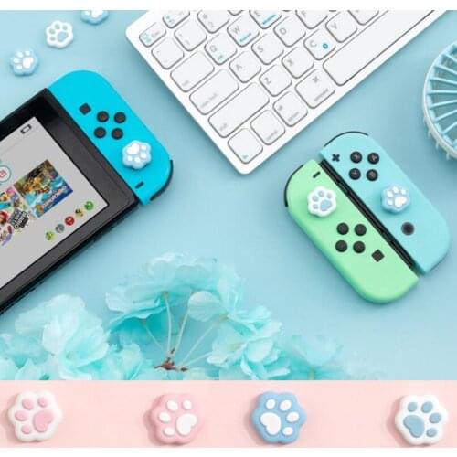 Pink Blue Cat Paw Thumb Stick Grip Cap Joystick Protective Cover for Nintend Switch NS Lite Joy-con Controller Thumbstick Case