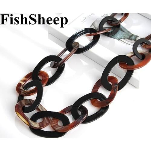 FishSheep Fashion 2019 Big Long Chain Acrylic Necklace For Women Round Resin Link Chain Pendants & Necklaces Statement Jewelry