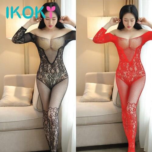 IKOKY Sexy Embroidered Pantyhose Sex Lingerie Transparent Open Crotch Tight Temptation Hosiery Hollow Costumes Exotic Apparel