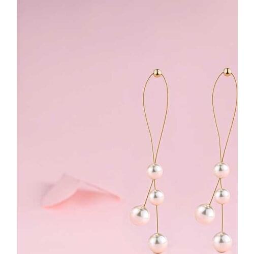 New Freshwater Pearl Stud Earrings For Women Long Chain Tassel Silver 925 Earring Party Gifts Fashion Jewelry