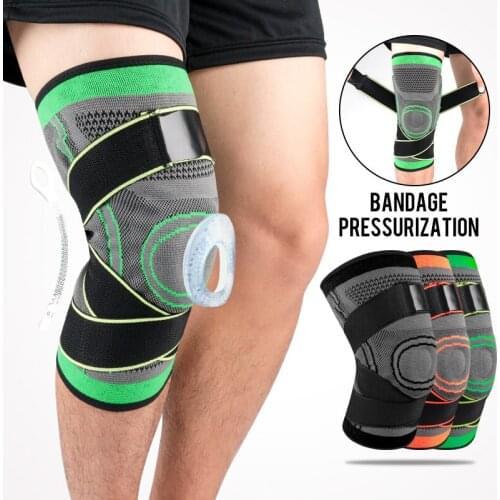 1 Pair Enhanced Edition Sports Knee Pad Use Springs To Relieve Load Massage With O-Rings And Use Bandages To Increase Pressure