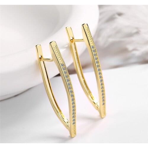 1 Pair Womens Personality V Shape Irregular Triangle Inlaid AAA Zircon Ear Clip Earrings Fashion Jewelry E1818