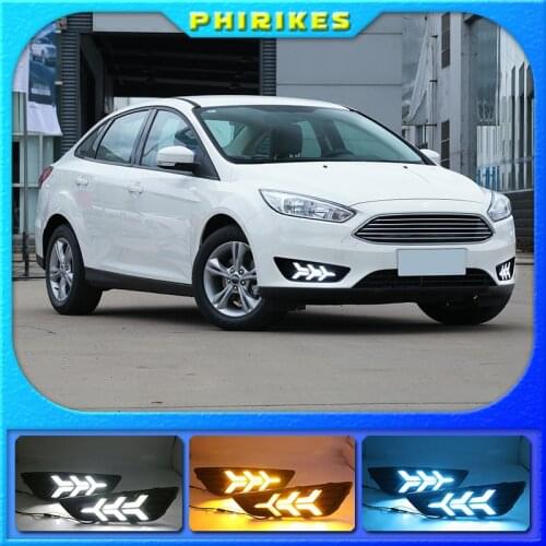 2PCS For Ford Focus 3 mk3 2015 2016 2017 2018 Turn signal and dimming style Relay 12V LED Car DRL daytime running light Fog lamp